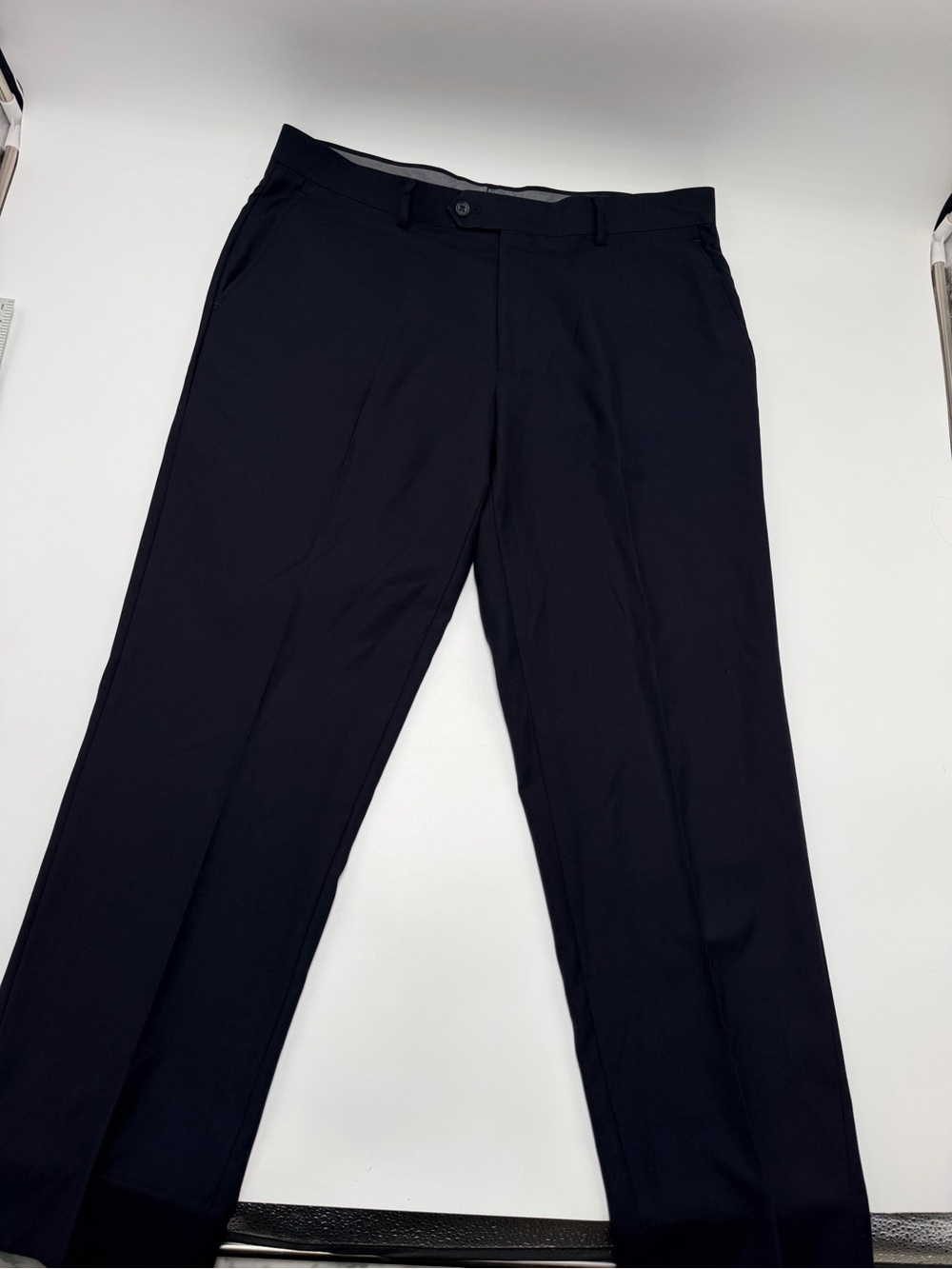 Tiglio Luxe De Bella Italy 100% Wool Dress Pants Navy Flat Front Mens 36x29